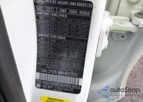 2017 Land Rover Discovery Sport Se z USA, uszkodzony, nr VIN SALCP2BG8HH697213